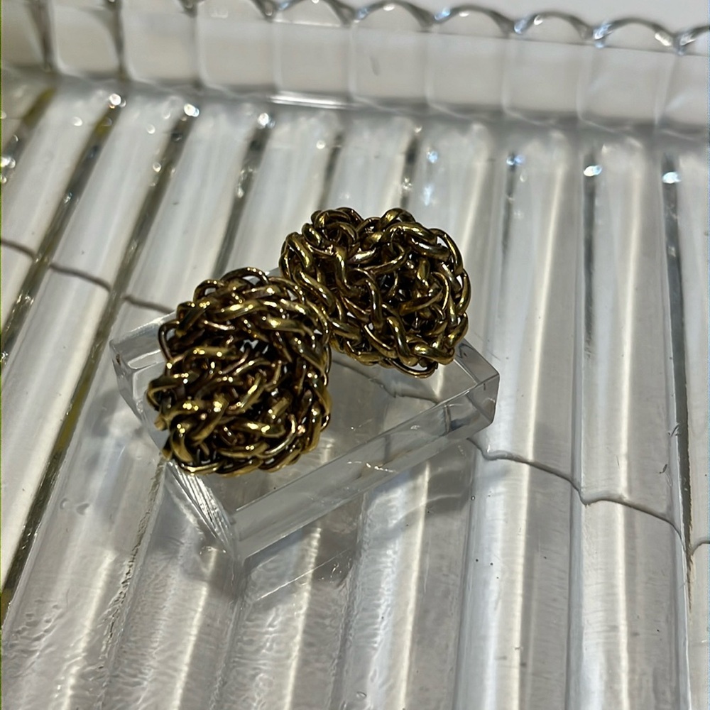019 Vintage gold chain cluster pierced stud earrings